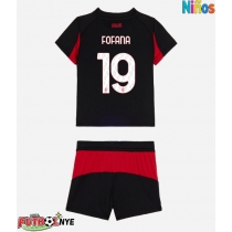 Camiseta AC Milan Youssouf Fofana #19 Primera Equipación para niños 2025-26 manga corta (+ pantalones cortos)